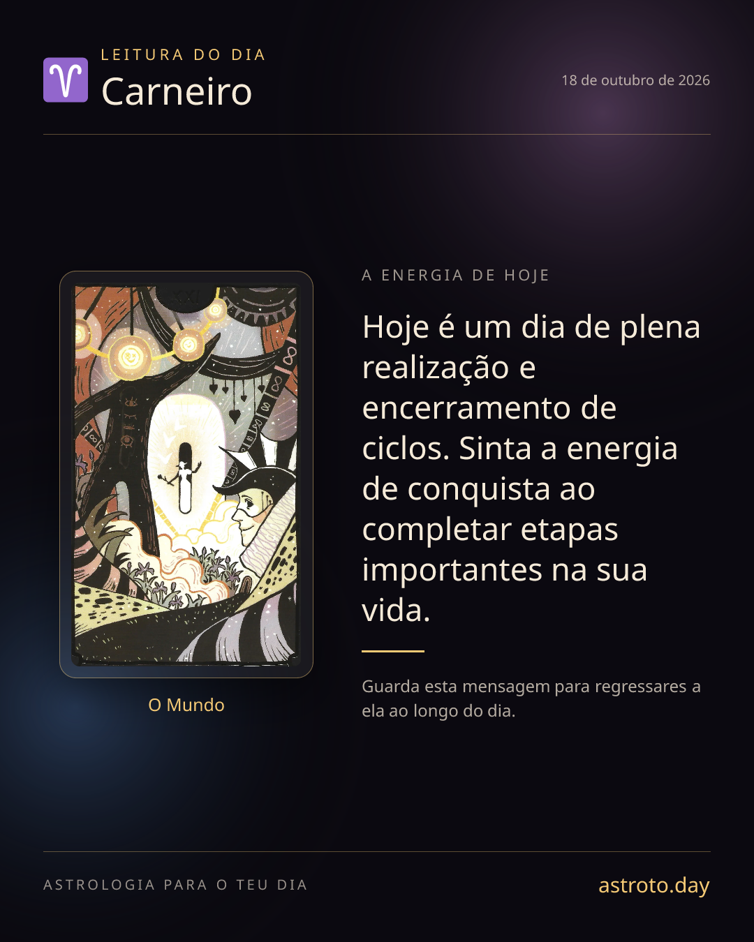 Publicação diária de Carneiro com a carta O Mundo
